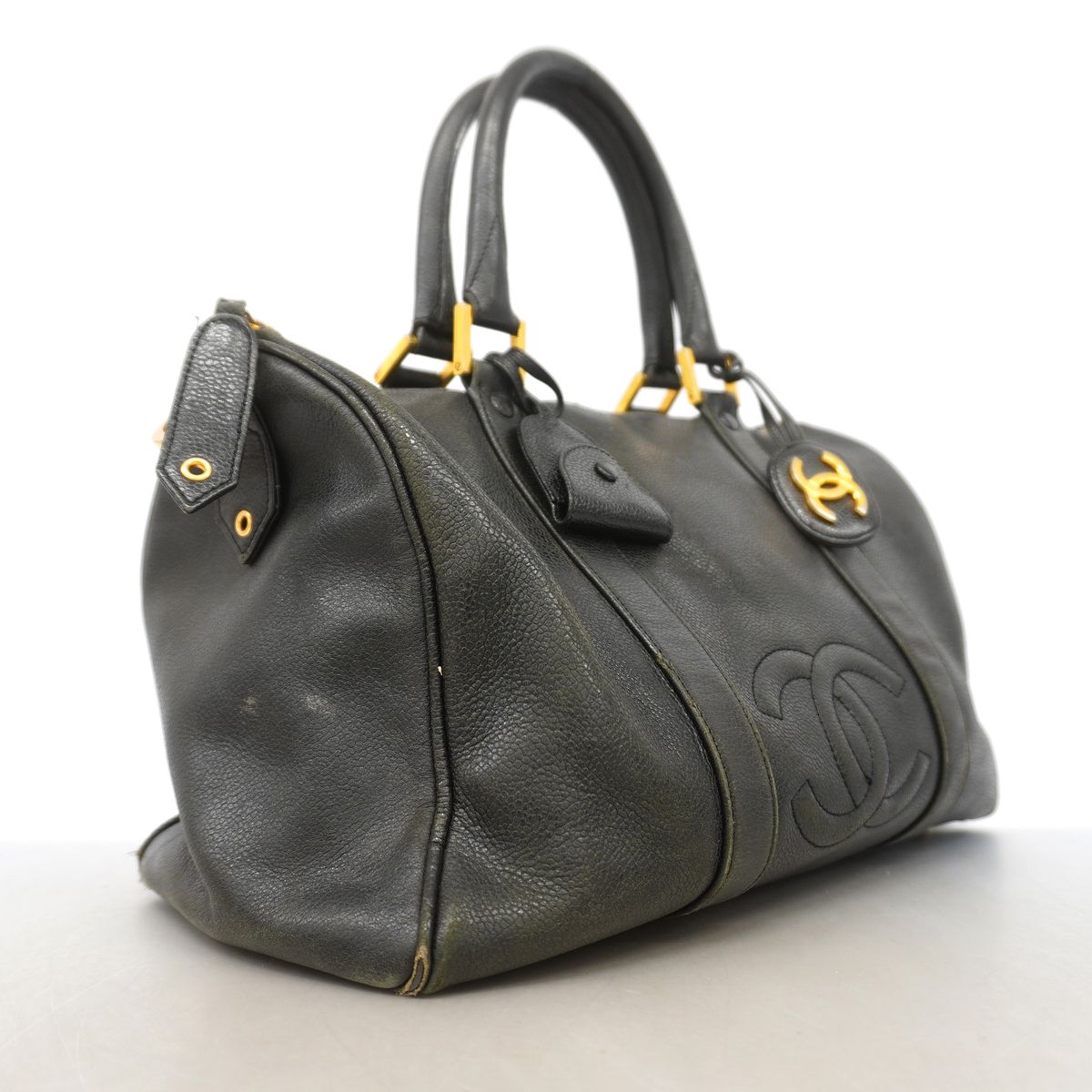 Chanel Boston Bag Caviar Leather Black Gold — view 2
