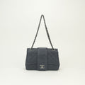 Chanel Quilted Shoulder Bag Lambskin Navy Blue Silver Double Chain S Flap CC