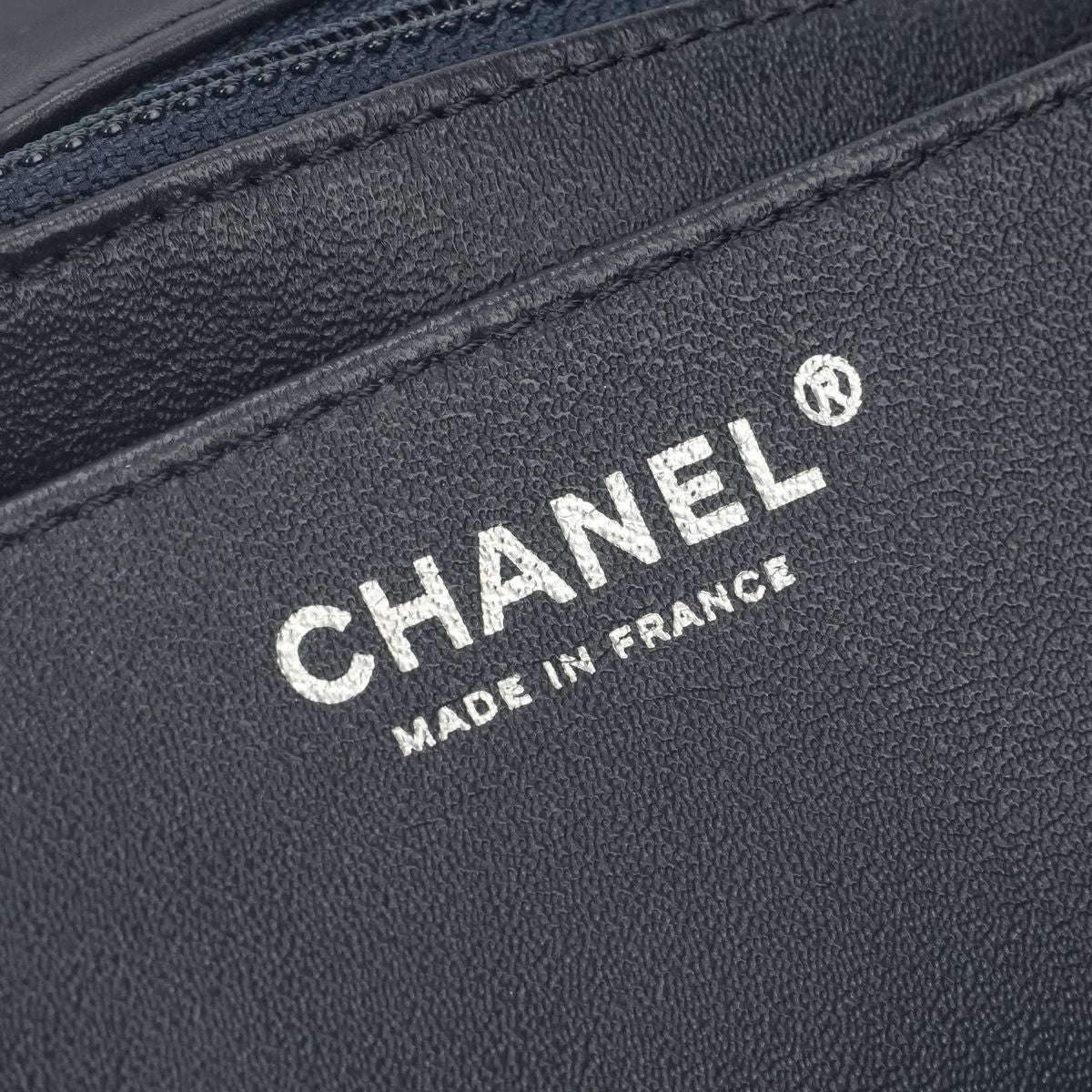 Chanel Quilted Shoulder Bag Lambskin Navy Blue Silver Double Chain S Flap CC — view 8