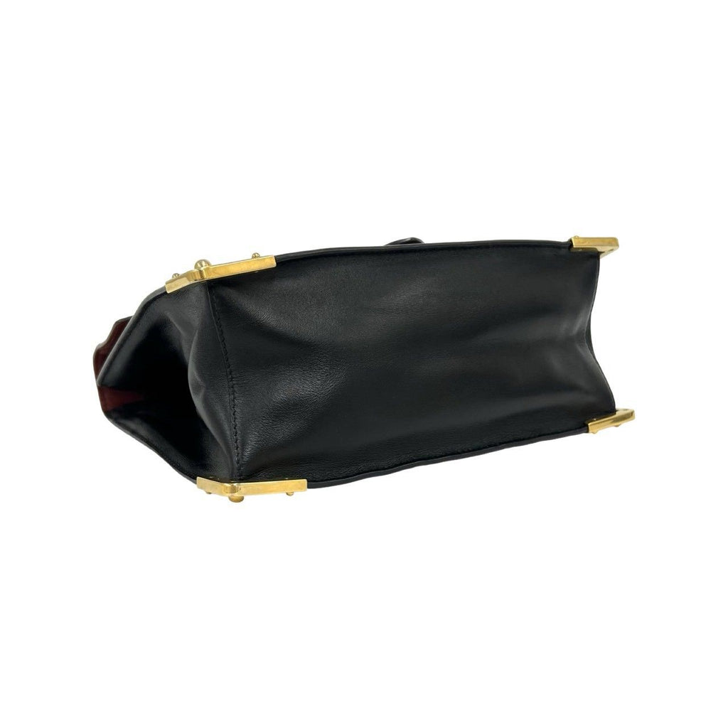 Prada Cahier Lion Head Logo Leather 2-Way Shoulder Bag Pochette Wine Red Black — view 7