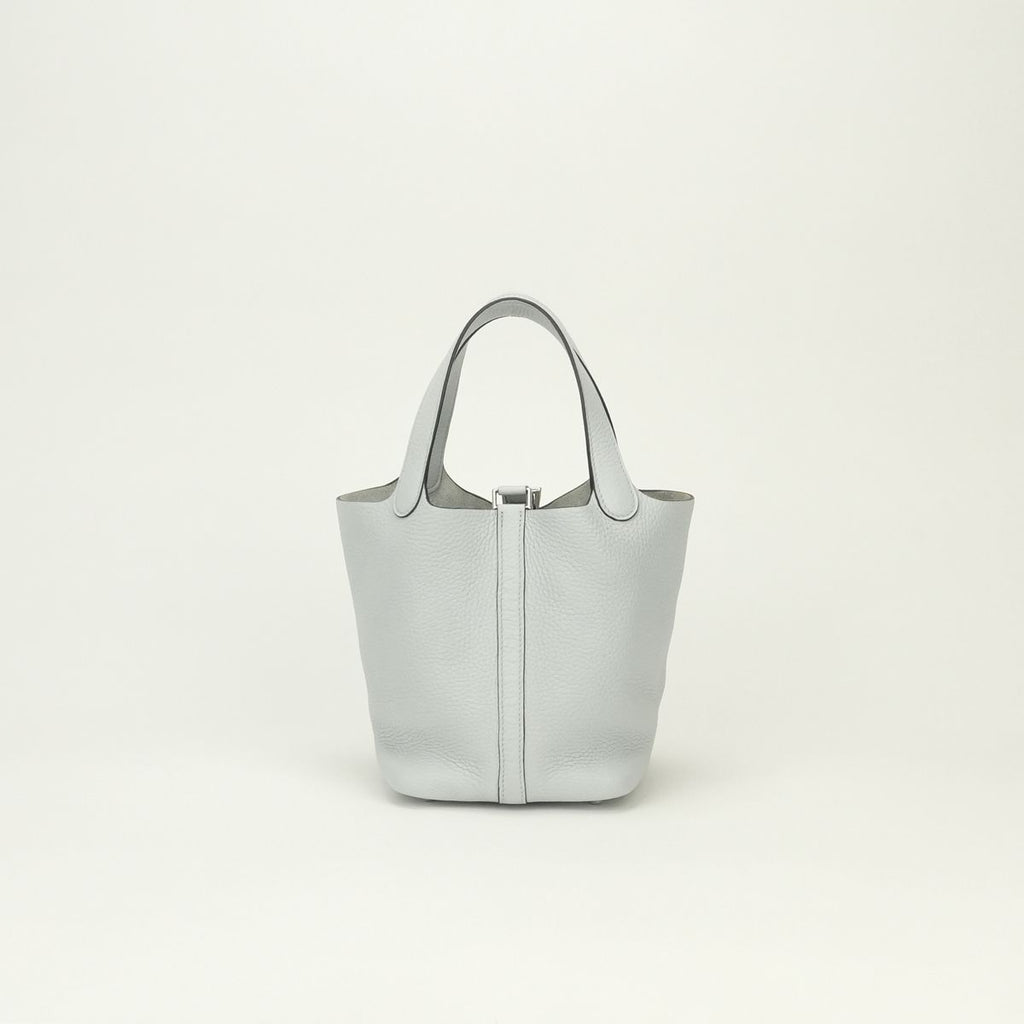 Hermes Picotin Lock PM 18 Tote Bag Taurillon Clemence Blue Pale Bleu P le Light — view 3