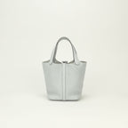 Hermes Picotin Lock PM 18 Tote Bag Taurillon Clemence Blue Pale Bleu P le Light — view 3
