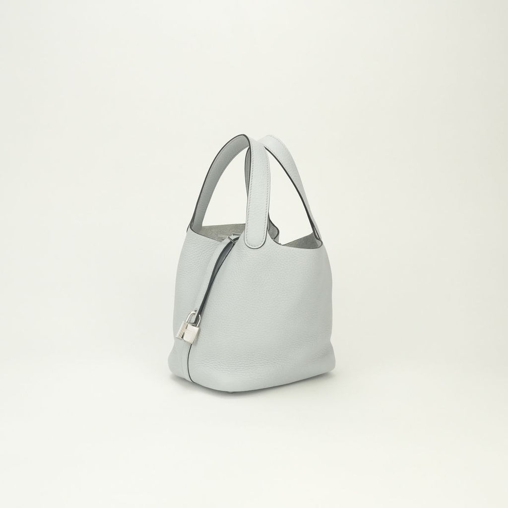 Hermes Picotin Lock PM 18 Tote Bag Taurillon Clemence Blue Pale Bleu P le Light — view 2