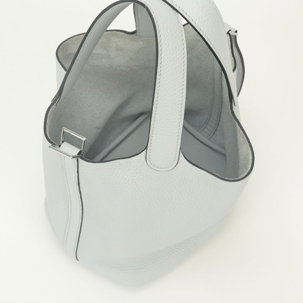 Hermes Picotin Lock PM 18 Tote Bag Taurillon Clemence Blue Pale Bleu P le Light — view 8