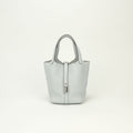 Hermes Picotin Lock PM 18 Tote Bag Taurillon Clemence Blue Pale Bleu P le Light
