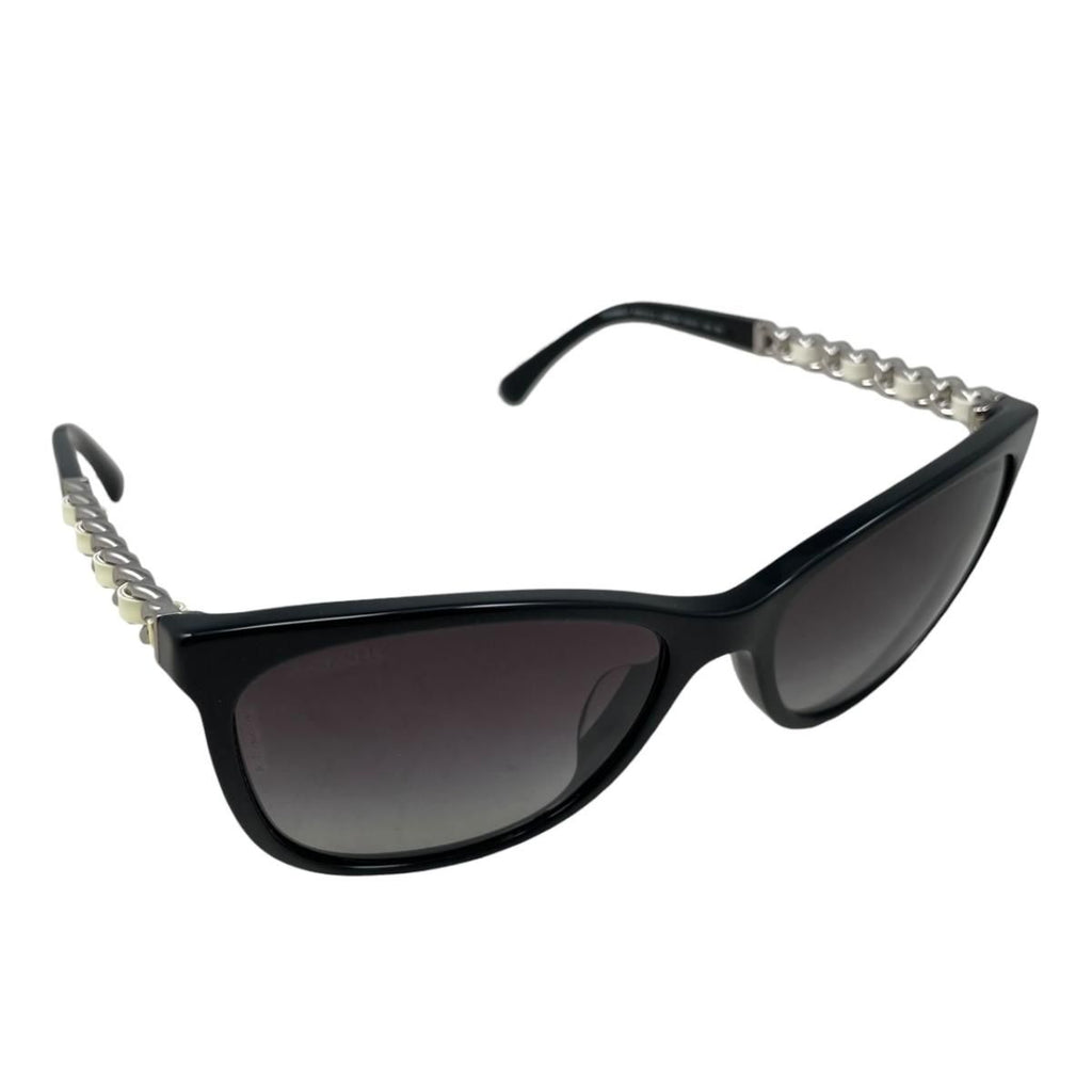 Chanel Sunglasses Chain Motif CC Logo Black White Silver Eyewear — view 2