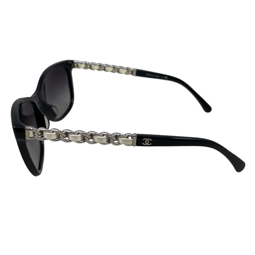 Chanel Sunglasses Chain Motif CC Logo Black White Silver Eyewear — view 6