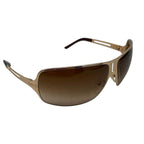 Prada Sunglasses Vintage Shield Shiny Gold Brown Eyewear — view 2