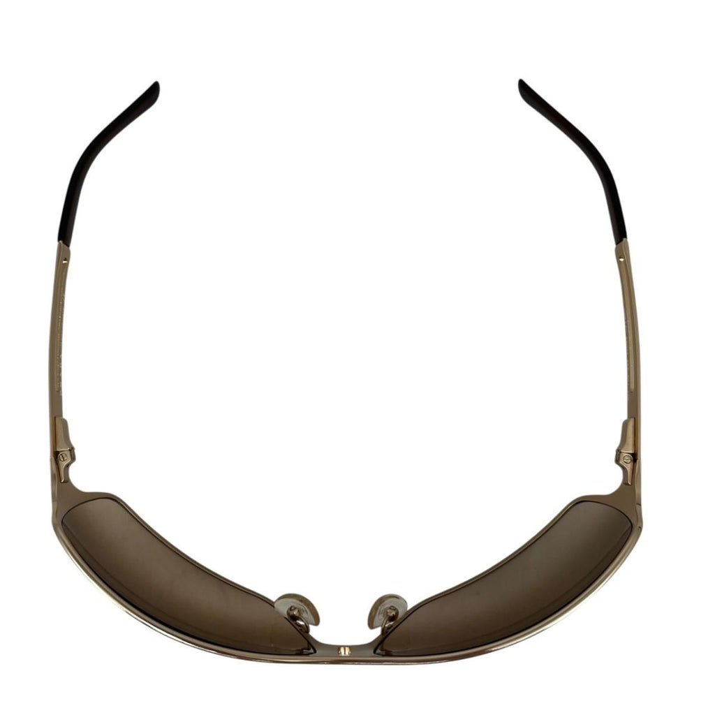 Prada Sunglasses Vintage Shield Shiny Gold Brown Eyewear — view 4