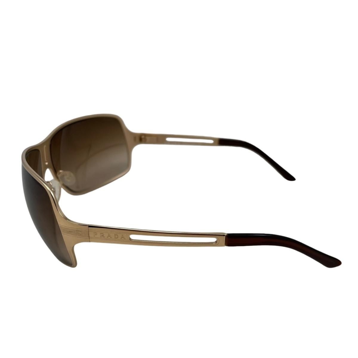 Prada Sunglasses Vintage Shield Shiny Gold Brown Eyewear — view 5