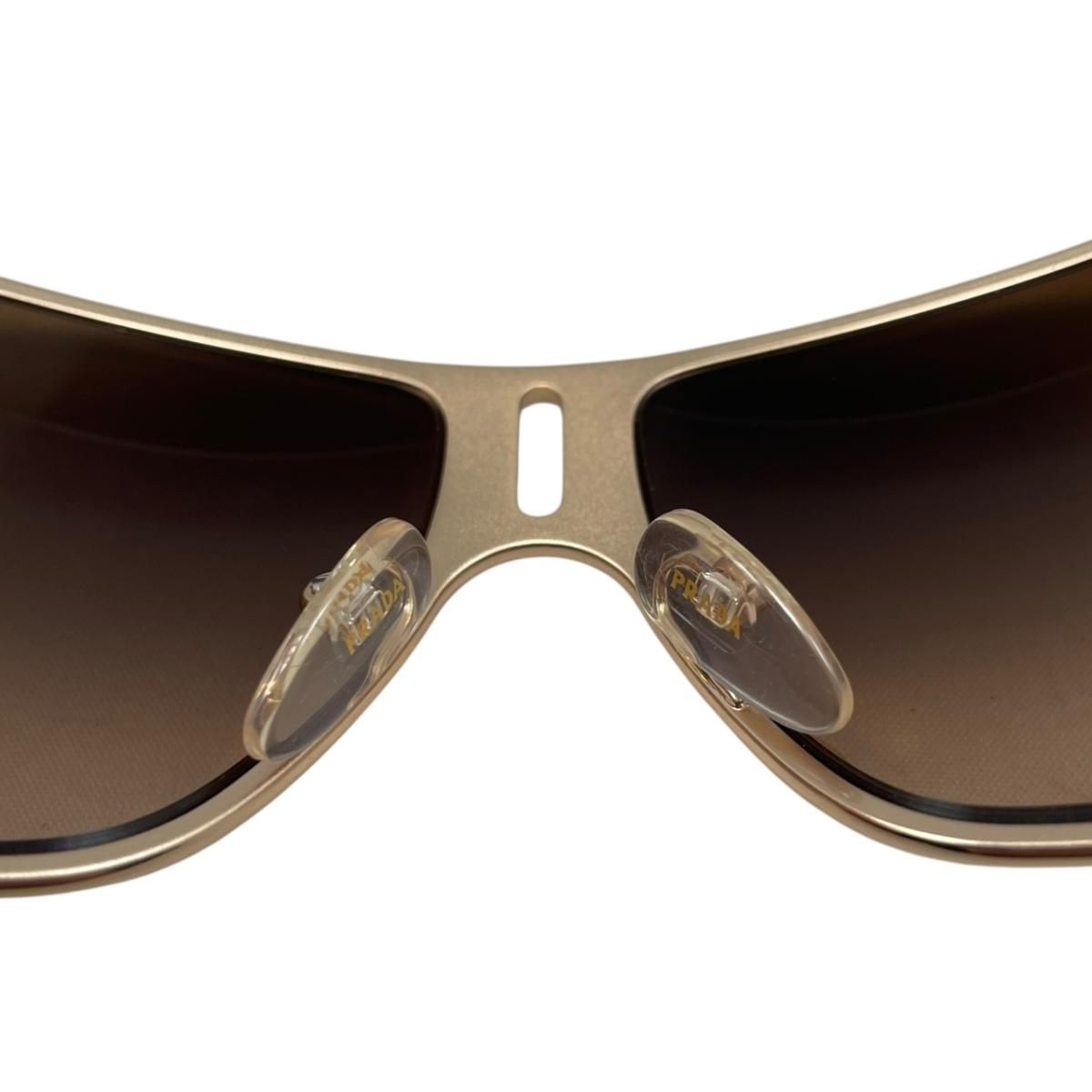 Prada Sunglasses Vintage Shield Shiny Gold Brown Eyewear — view 7