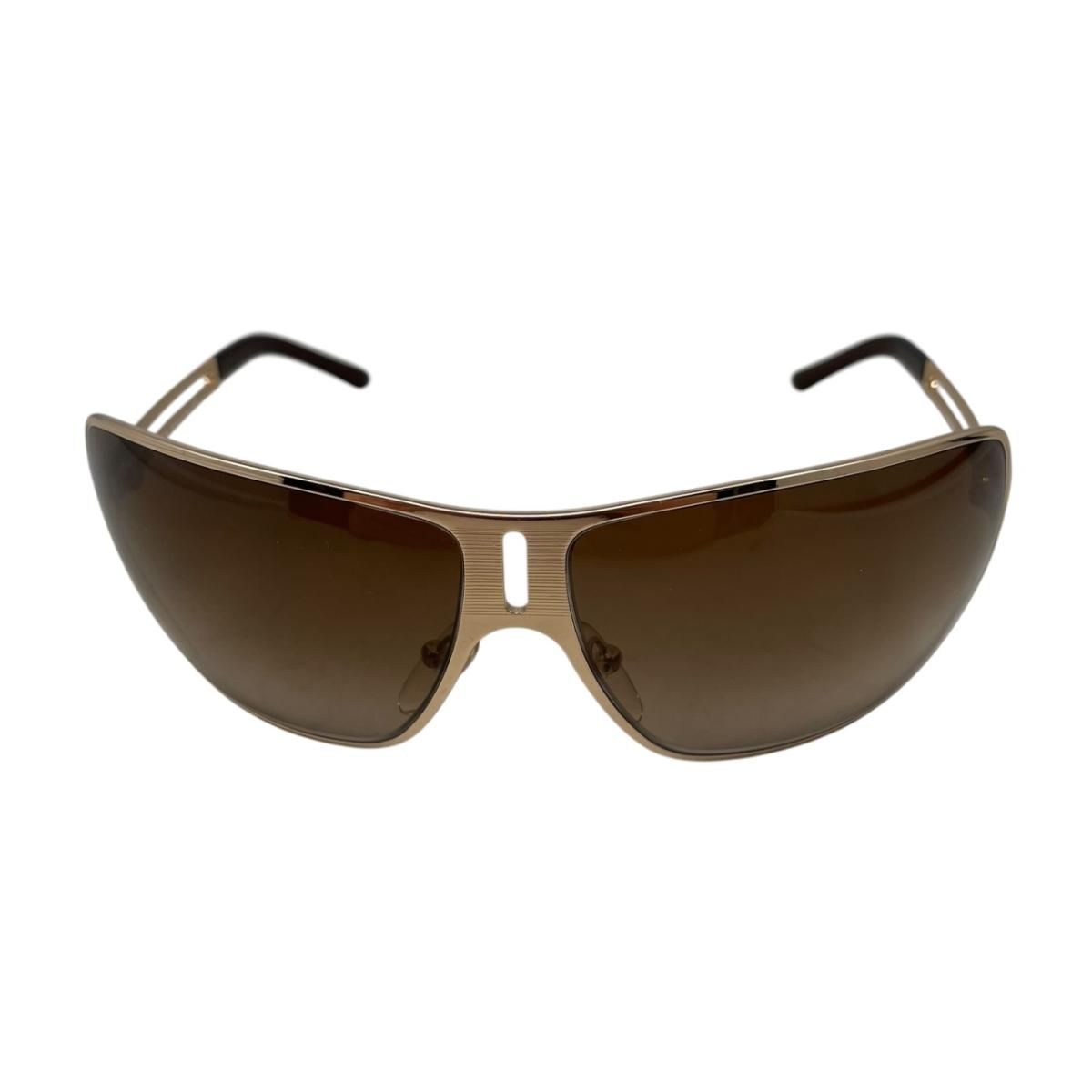 Prada Sunglasses Vintage Shield Shiny Gold Brown Eyewear — view 3
