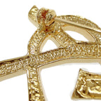 Saint Laurent Rhinestone Logo Brooch Gold — view 5