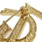 Saint Laurent Rhinestone Logo Brooch Gold — view 6