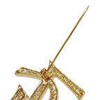 Saint Laurent Rhinestone Logo Brooch Gold — view 7