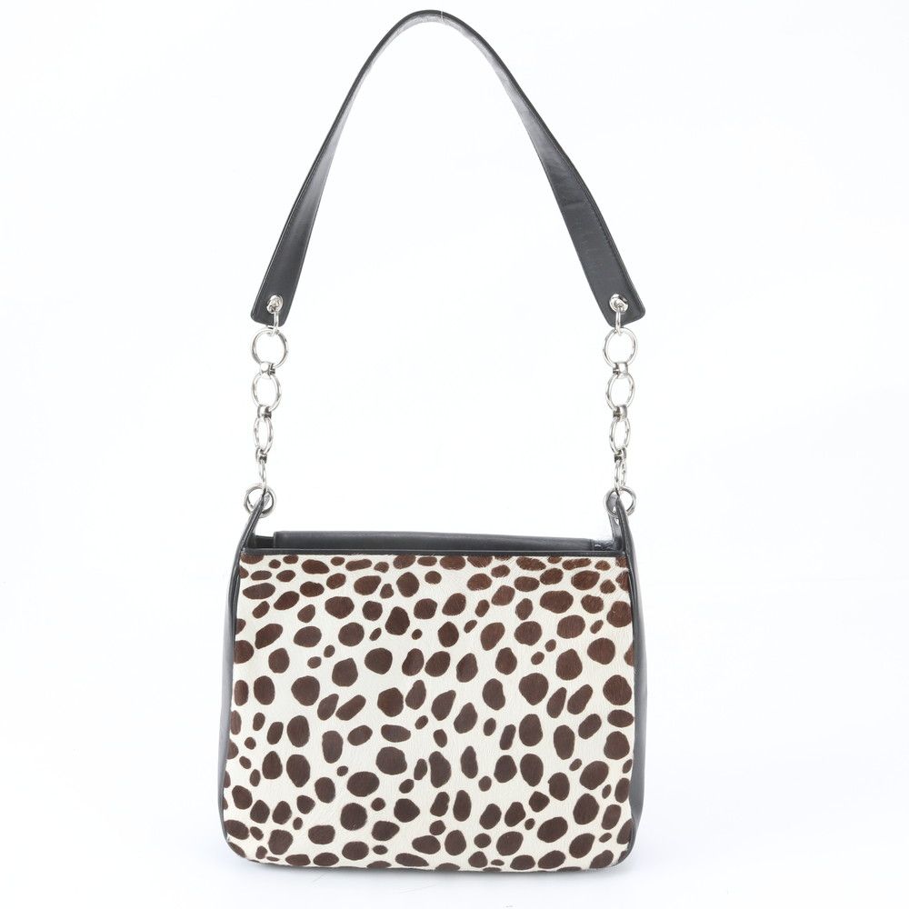 Saint Laurent YSL Calf Hair Leather Chain Shoulder Bag Tote Hand — view 3