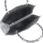 Gucci Bamboo GG Nylon Leather Tote Bag Shoulder Hand Black — view 7
