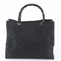 Gucci Bamboo GG Nylon Leather Tote Bag Shoulder Hand Black