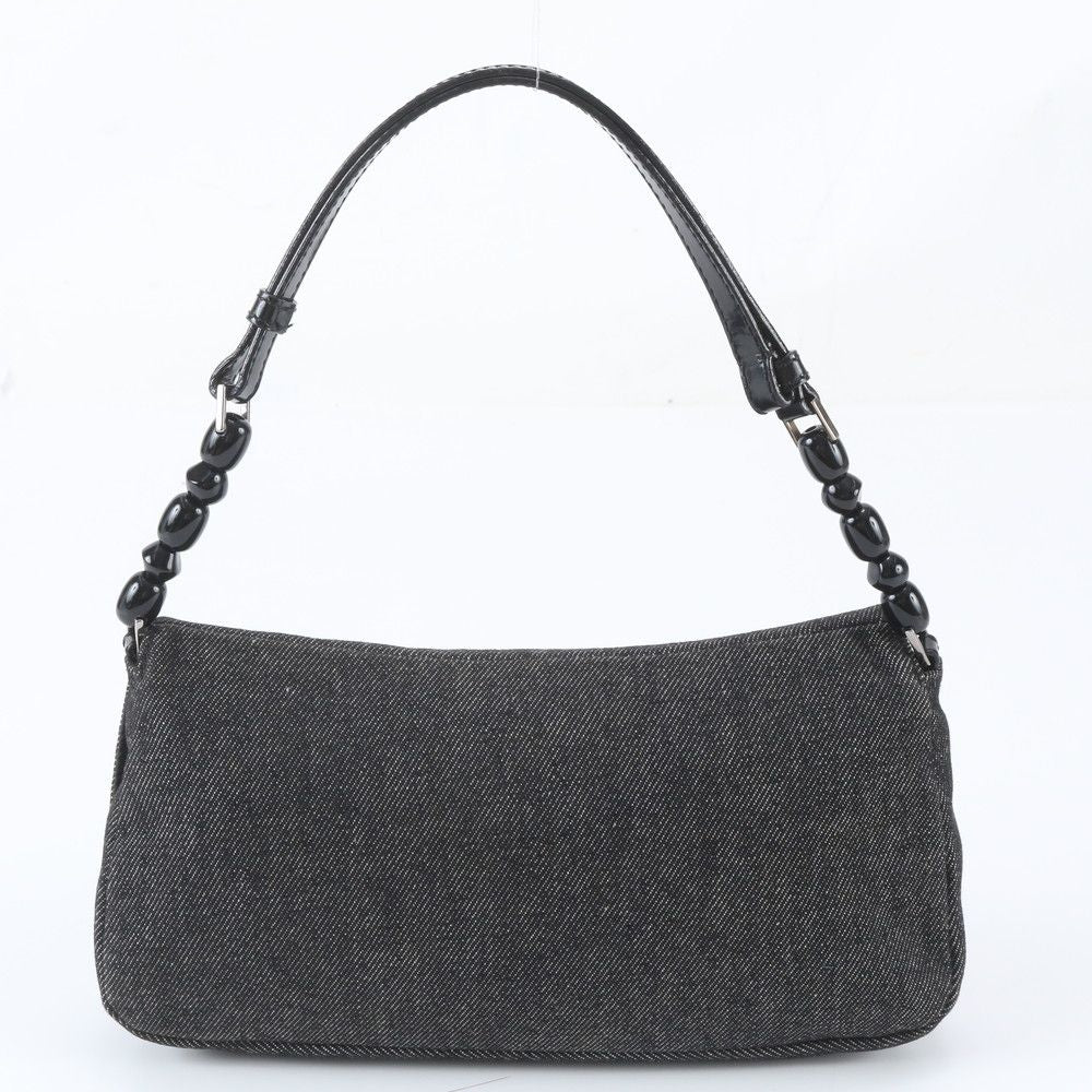 Dior Malice Pearl Denim Leather Shoulder Bag Tote Hand — view 3