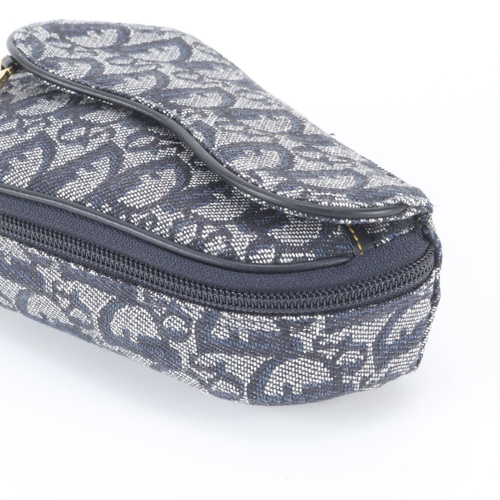 Dior Trotter Saddle Pouch Leather Clutch Hand Navy — view 4