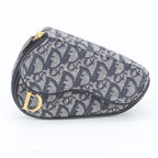 Dior Trotter Saddle Pouch Leather Clutch Hand Navy