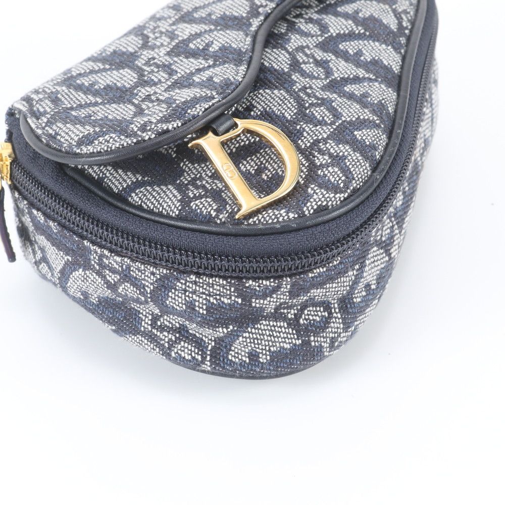 Dior Trotter Saddle Pouch Leather Clutch Hand Navy — view 3