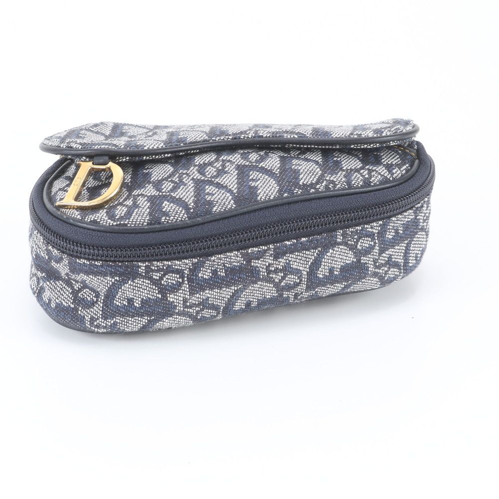 Dior Trotter Saddle Pouch Leather Clutch Hand Navy — view 5