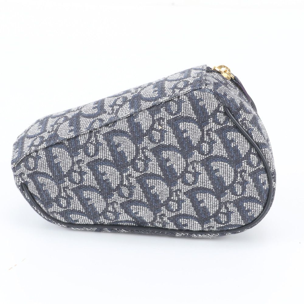Dior Trotter Saddle Pouch Leather Clutch Hand Navy — view 2