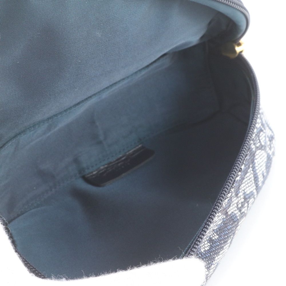 Dior Trotter Saddle Pouch Leather Clutch Hand Navy — view 6