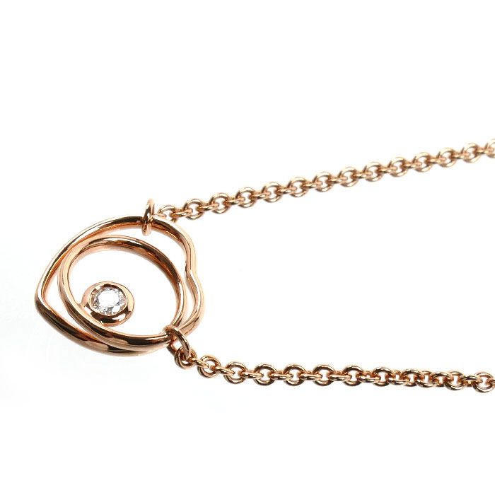 Hermes 18k Pink Gold Vertige Coeur Necklace Diamond — view 3