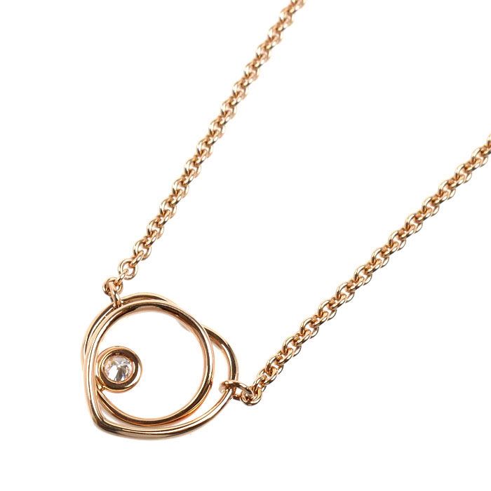 Hermes 18k Pink Gold Vertige Coeur Necklace Diamond — view 2
