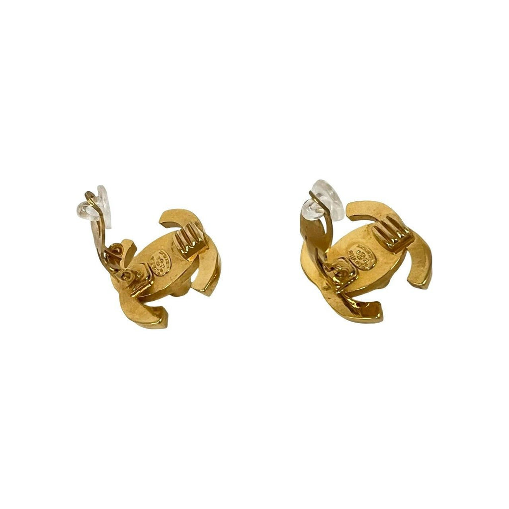 Chanel With Rice 95A Vintage CC Logo Earrings Ear Cuff Gold — view 6
