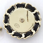 Chanel CC Logo Earrings Denim Blue Black Light Gold — view 4
