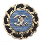 Chanel CC Logo Earrings Denim Blue Black Light Gold — view 3