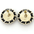 Chanel CC Logo Earrings Denim Blue Black Light Gold — view 2