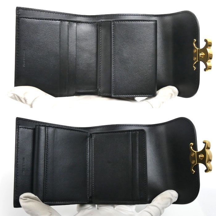Celine Small Flap Wallet Triomphe Trifold Black — view 4