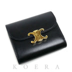 Celine Small Flap Wallet Triomphe Trifold Black