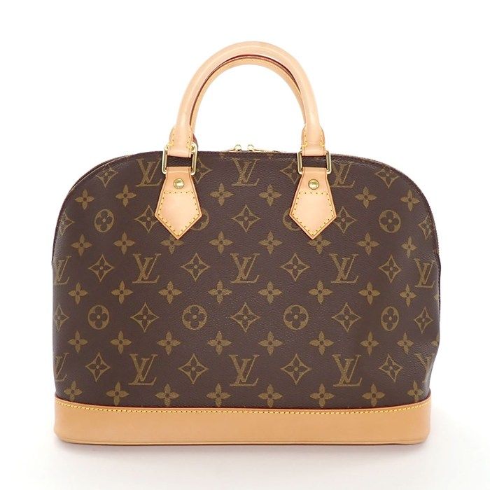 Louis Vuitton Handbag Alma PM Brown Monogram Canvas Vachetta Leather Gold