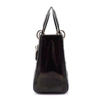 Dior Shoulder Bag Lady Dior Medium Black Patent Calfskin Silver — view 3