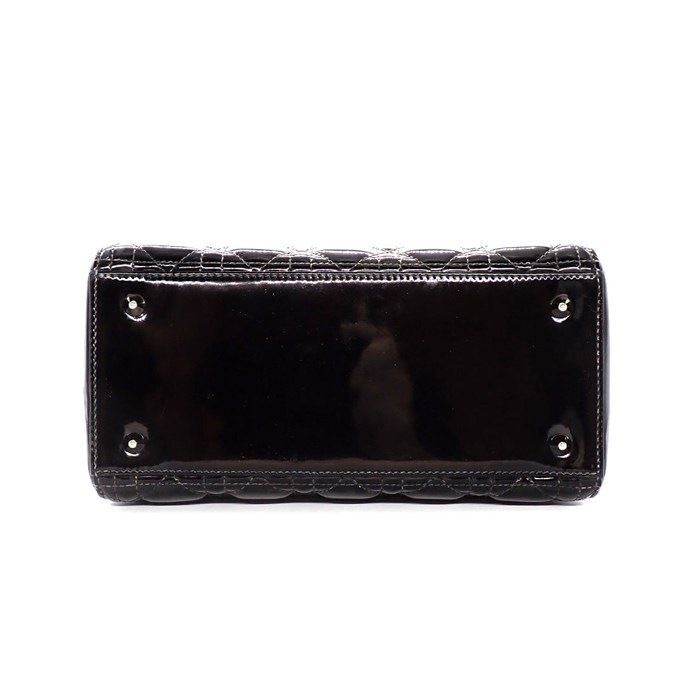 Dior Shoulder Bag Lady Dior Medium Black Patent Calfskin Silver — view 4