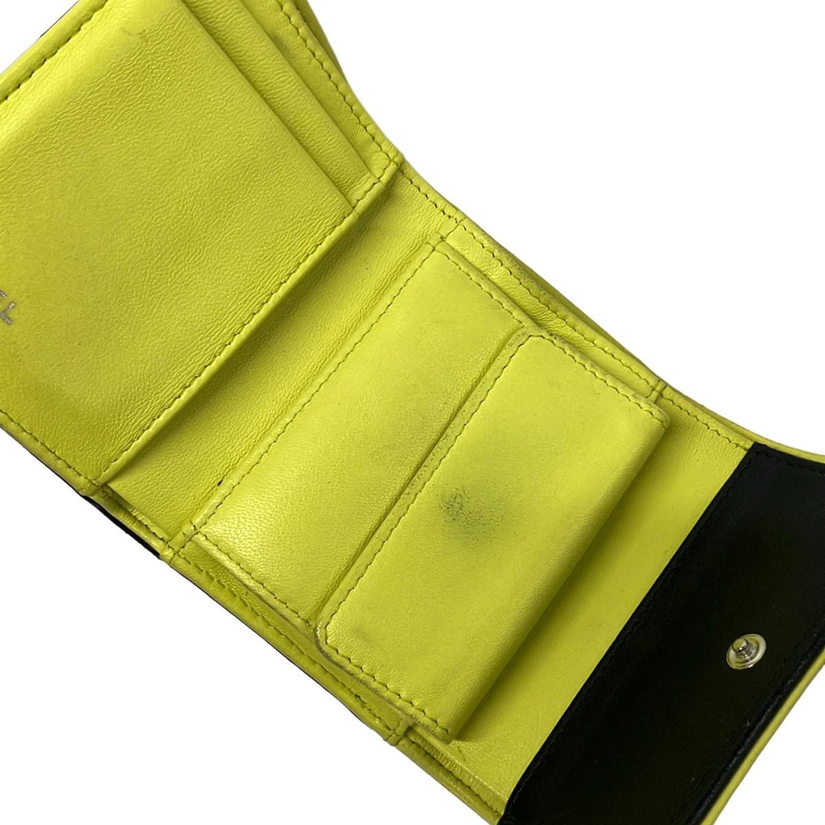 Chanel Trifold Wallet Quilted Black Yellow Lambskin — view 3
