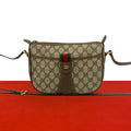 Gucci Vintage Sherry Line GG Logo Pattern Leather Shoulder Bag Pochette Brown