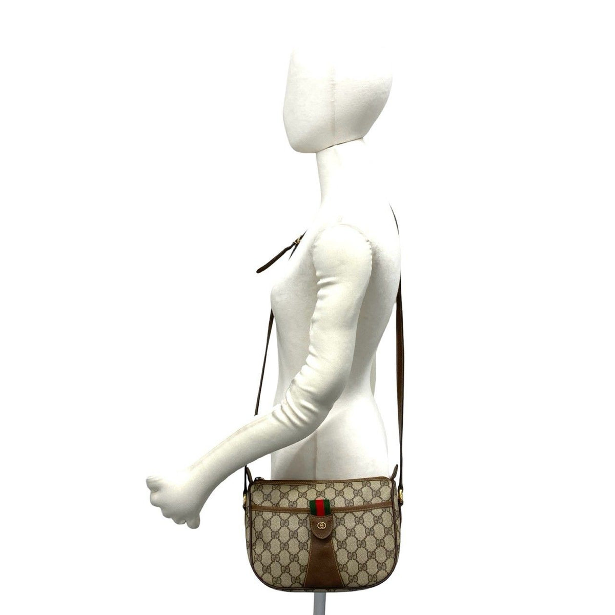 Gucci Vintage Sherry Line GG Logo Pattern Leather Shoulder Bag Pochette Brown — view 3