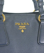 Prada Leather Tote Bag Navy — view 6