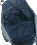 Prada Leather Tote Bag Navy — view 3