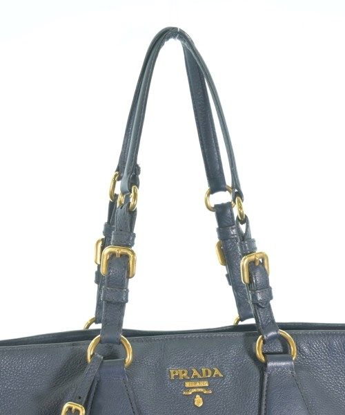 Prada Leather Tote Bag Navy — view 5