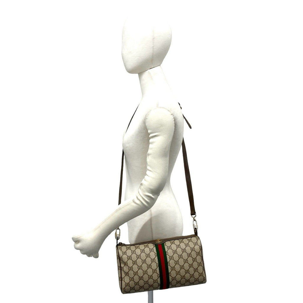 Gucci Vintage Sherry Line GG Logo Pattern Leather Shoulder Bag Pochette Brown — view 2