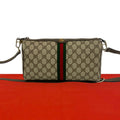 Gucci Vintage Sherry Line GG Logo Pattern Leather Shoulder Bag Pochette Brown