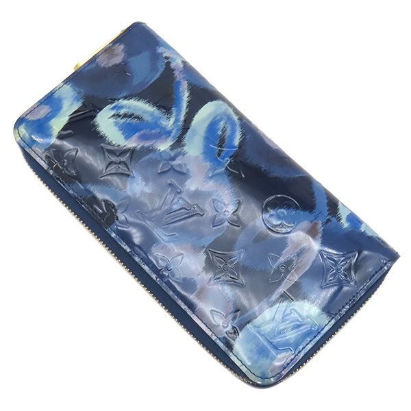 Louis Vuitton Wallet Ikat Flower Zippy Monogram Vernis Grand Blue Gold Floral — view 2