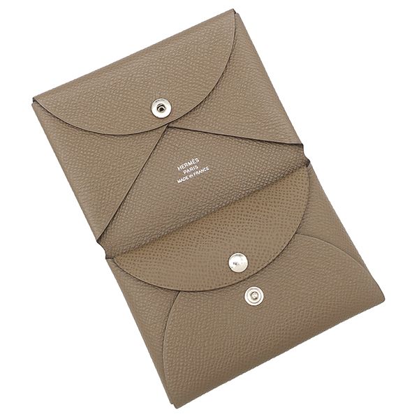 Hermes Card Case Calvi Duo Veau Epsom Etoupe Silver Fragment — view 8